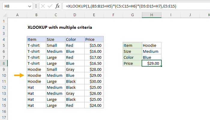 XLOOKUP with multiple criteria