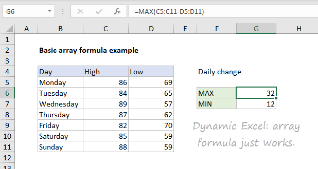 Basic array formula in Legacy Excel