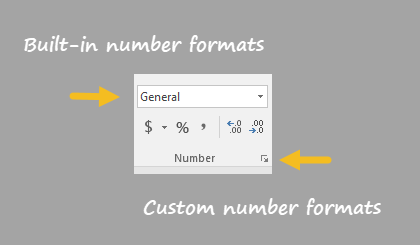 Number format menu on Home tab of Ribbon