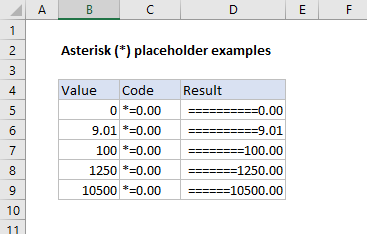 Asterisk placeholder examples