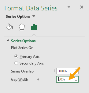 Select data series and decrease gap width