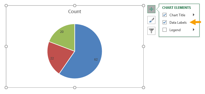 Add data labels to pie chart