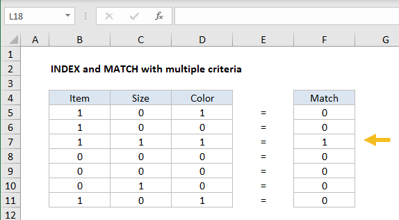 INDEX and MATCH with multiple criteria - array visualization