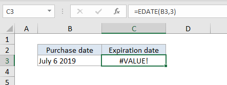 #VALUE! error example - date stored as text