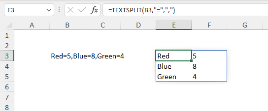 TEXTSPLIT rows and columns example