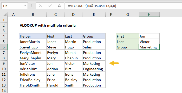 VLOOKUP with multiple criteria