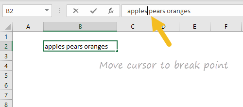 Move cursor to break point