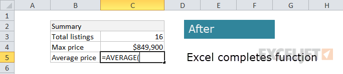 Excel auto-completes function