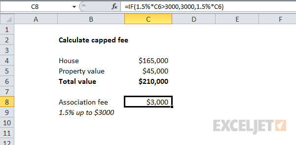 Using the IF function to calculate a capped fee