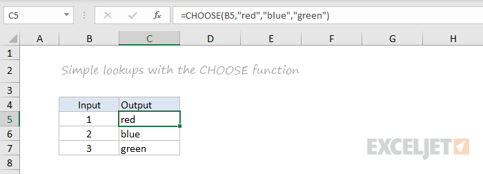 CHOOSE function example