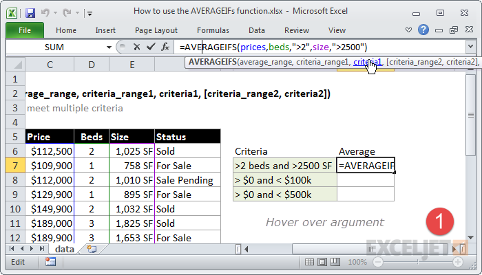 Hover over the argument in the formula screen tip