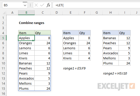 Formula to combine ranges with multiple columns