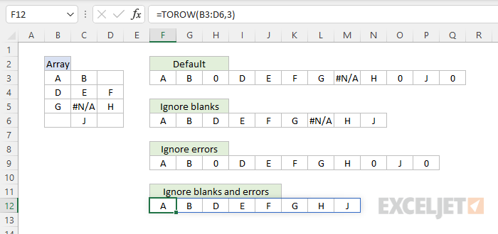 TOROW function - ignore blanks and errors