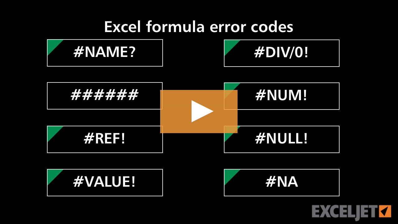 Video thumbnail for Excel formula error codes