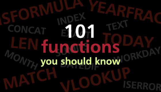 101 Excel Functions you should know
