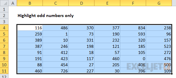 Select the cells to format