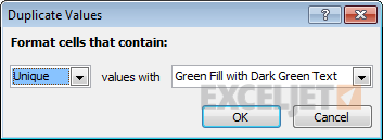Built-in conditional formatting rule for flagging unique values