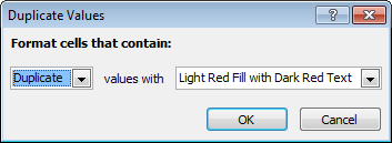 Built-in conditional formatting rule for flagging duplicates