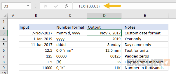 Applying number formats with the TEXT function