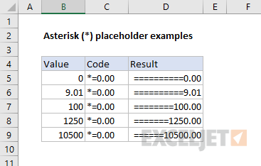 Asterisk placeholder examples