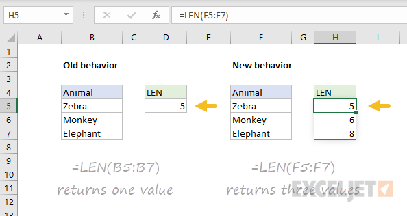 The LEN function with arrays - old and new