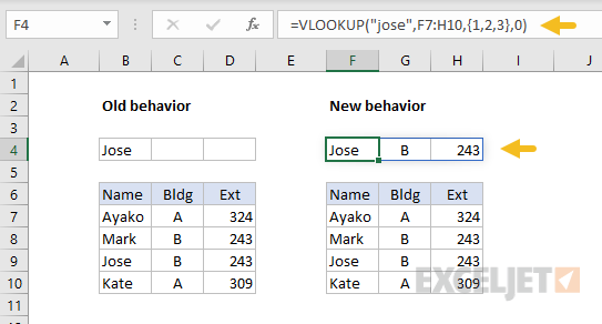 Multiple results with VLOOKUP and dynamic arrays