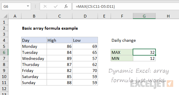 Basic array formula in Legacy Excel