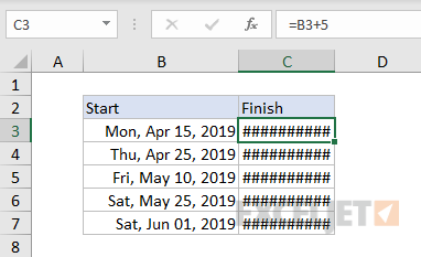 Excel ##### error example