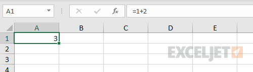Basic formula example - 1 + 3 = 3