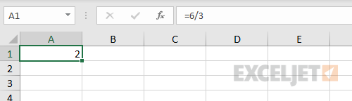 Basic formula example - 6 / 3 = 2