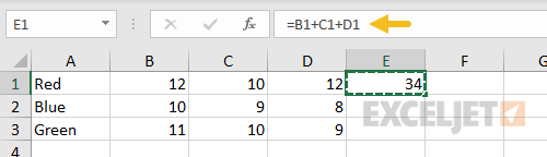 Formula in E1 copied to clipboard