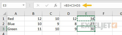 Formula in E1 pasted to E3
