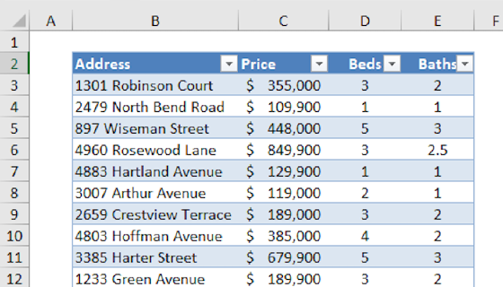 Excel Tables