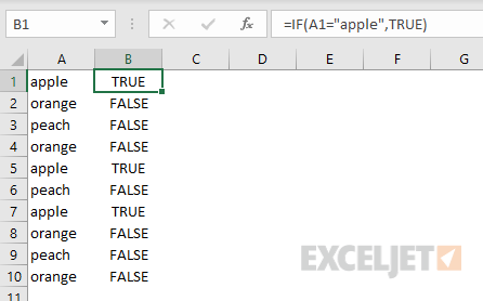 IF example - if A1 equals "apple"