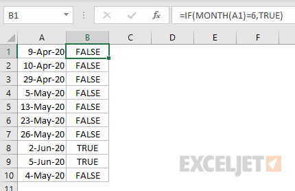 IF example - check month is june
