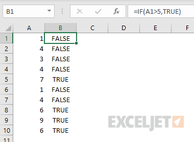 IF example - is A1 greater than 5