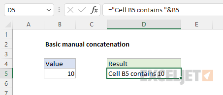 Basic concatenation example in an Excel formula