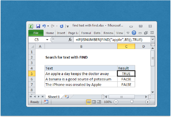 How to find text with a formula