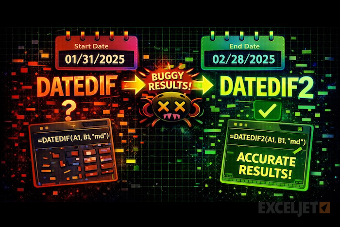How to replace Excel's DATEDIF function
