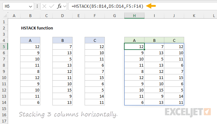 HSTACK function example