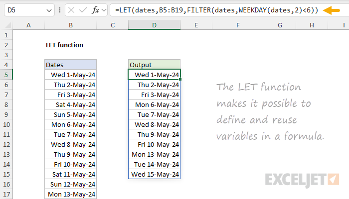 LET function example