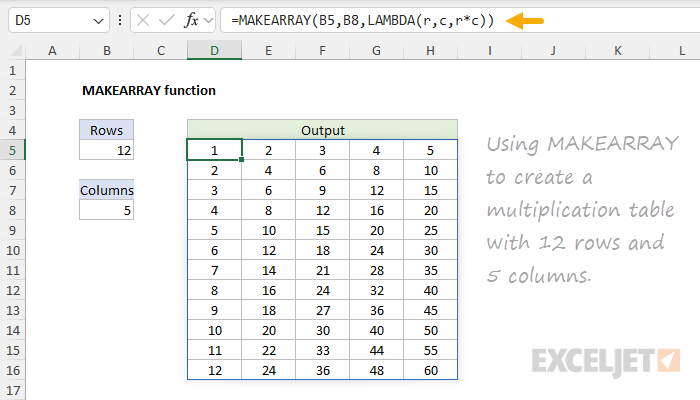 MAKEARRAY function example