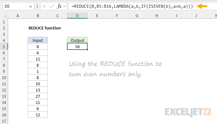 REDUCE function example