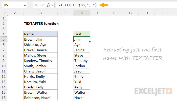 TEXTAFTER function example
