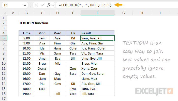 TEXTJOIN function example