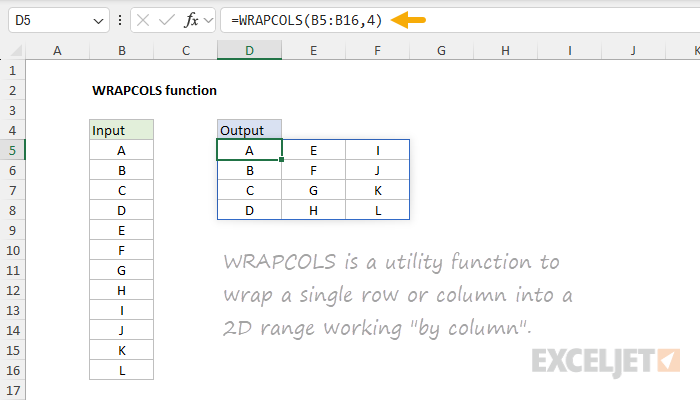 WRAPCOLS function example