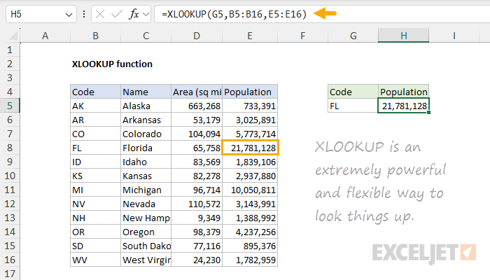 XLOOKUP function example