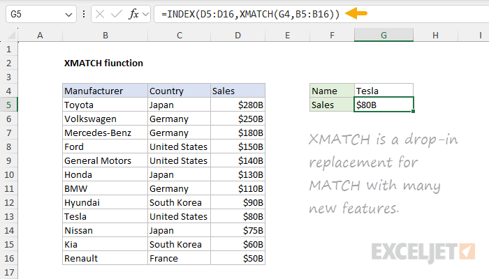 XMATCH function example