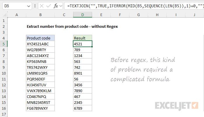 Example of a complicated formula before regex