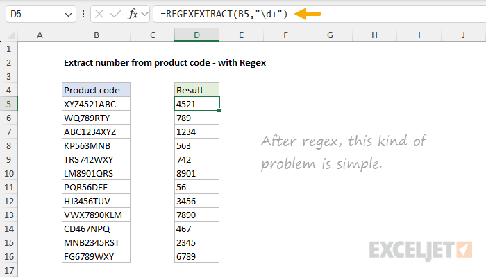 Example of a simple formula after regex